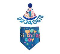 leasote Pet Birthday Hat Dog Party Hat Dog Birthday Hat Bandana Outfit Party Decoration Supplies Happy Birthday Dog Scarf Hat Numbers Costume Accessory Set Blue