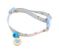 leasote Pet Cat Collar, Cat Necklace with Mini Bells Love Heart Pendant Decor, Adjustable Safety Kitten Collar with Mini Bell, for Small Medium Girl Boy Cats Pet Dog Blue