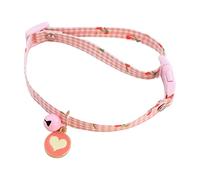 leasote Pet Cat Collar, Cat Necklace with Mini Bells Love Heart Pendant Decor, Adjustable Safety Kitten Collar with Mini Bell, for Small Medium Girl Boy Cats Pet Dog Pink