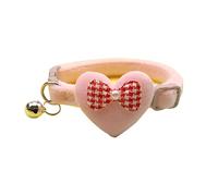 leasote Pet Collar- Cat Collar Necklace with Mini Bells Cartoon Heart Bow Decor, Adjustable Breakaway Dog Collar Neck Strap for Small Medium Puppy Doggy Cat Girl Boy Pink