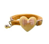 leasote Pet Collar- Cat Collar Necklace with Mini Bells Cartoon Heart Bow Decor, Adjustable Breakaway Dog Collar Neck Strap for Small Medium Puppy Doggy Cat Girl Boy Yellow