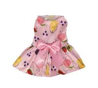 leasote Pet Dress Clothing Summer Sweet Ribbon Bowknot Watermelon Strawberry Fruit Print Sleeveless Two-Legged Small Medium Dog Puppy Cat Outfit Clothes Pink S