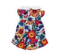 leasote Pet Dress- Dog Floral Dresses, Sweet Cat Princess Dress, Pet Clothes for Small Medium Girl Dogs Cats Kitten Girl Lake Blue XS