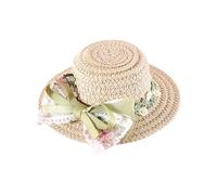 leasote Pet Fashion Headwear Beach Hat Straw Handwoven Sun Protection Cap with Adjustable Chin Strap for Small Dogs Cats Perfect Birthdays Special Green M
