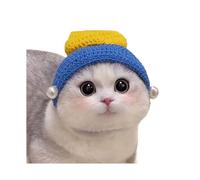 leasote Pet Hat, Knitted Pet Hat Cat Hats Handmade Crochet Frog God of Wealth Costume, Frog Cat Costume God of Wealth Costume, Pet Headwear for Small Cats Dogs C S