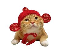 leasote Pet Hat, Knitted Pet Hat Cat Hats Handmade Crochet Frog God of Wealth Costume, Frog Cat Costume God of Wealth Costume, Pet Headwear for Small Cats Dogs F S