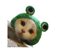 leasote Pet Hat, Knitted Pet Hat Cat Hats Handmade Crochet Frog God of Wealth Costume, Frog Cat Costume God of Wealth Costume, Pet Headwear for Small Cats Dogs A S