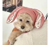 leasote Pet Hat - Pet Knitted Hat with Cute Rabbit Ears, Bunny Costume for Dogs & Cats,Dog Winter Hat, Keep Warm Autumn Winter Ornamental Photo Props Dog Cosplay Cap- Pink S