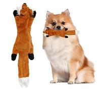 leasote Pet Plush Toys, Durable Dog Chew Toys, Fox/Squirrel/Cow/Raccoon/Lion/Penguin Dog Squeaky Toys, Interactive Dog Chewing Toy for Small Medium Large Puppy Dogs Fox