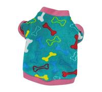 leasote Spring Autumn Fleece Dog T-Shirt for Small Medium Puppy, Adorable Bones Pattern Dog Sweater Pet Clothing Blue L