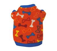 leasote Spring Autumn Fleece Dog T-Shirt for Small Medium Puppy, Adorable Bones Pattern Dog Sweater Pet Clothing Orange XS