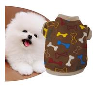 leasote Spring Autumn Fleece Dog T-Shirt for Small Medium Puppy, Adorable Bones Pattern Dog Sweater Pet Clothing Coffee L