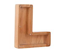 leasote Wooden Piggy Bank for Boys Girls, Wood 26 Letters Personalized Visible Transparent Coin Bank, Large Capacity Alphabet Money Box Birthday New Year Gift for Kids L