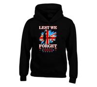 LEAST WE FORGOT REMEMBRANCE DAY POPPY HOODIE WE FORGET UNISEX MENS WOMEN'S KIDS HOODED(3XL, Black)