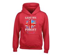 LEAST WE FORGOT REMEMBRANCE DAY POPPY HOODIE WE FORGET UNISEX MENS WOMEN'S KIDS HOODED(L, Red)
