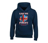 LEAST WE FORGOT REMEMBRANCE DAY POPPY HOODIE WE FORGET UNISEX MENS WOMEN'S KIDS HOODED(XL, Navy)