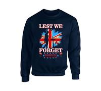 LEAST WE FORGOT REMEMBRANCE DAY POPPY SWEATSHIRT LEST WE FORGET UNISEX MENS WOMEN'S KIDS JUMPER(S, Navy)