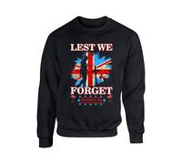 LEAST WE FORGOT REMEMBRANCE DAY POPPY SWEATSHIRT LEST WE FORGET UNISEX MENS WOMEN'S KIDS JUMPER(XXL, Black)