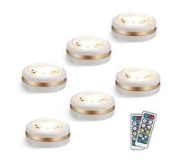 LEASTYLE Wireless LED Puck Lights with Remote Control 6 Pack LED Under Cabinet LightingPuck Lights Battery Operated Closet Light Under Counter Lighting Stick On Lights