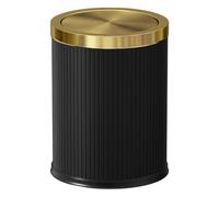 LEASYLIFE 15L/4 Gallon Bathroom Gold Basket, Bathroom Waste Paper Bin, High-End Bathroom Trash Basket, Living Room, Bedroom, Office (Black)
