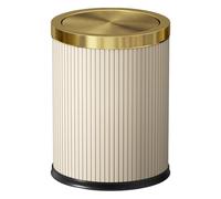 LEASYLIFE 15L/4 Gallon Bathroom Gold Basket, Bathroom Waste Paper Bin, High-End Bathroom Trash Basket, Living Room, Bedroom, Office (White)