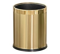 LEASYLIFE 2.6Gallon/10L，Open top Trash can，Wastebasket for Hotel，Office，Store，Metal Trash bin Without lid (Gold)