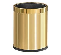 LEASYLIFE 2.6Gallon/10L，Open top Trash can，Wastebasket for Hotel，Office，Store，Metal Trash bin Without lid (Gold14)