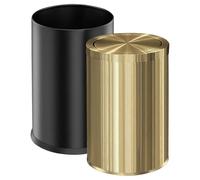 LEASYLIFE 9 Liter/2.4 Gallon, Small Gold Trash can with Swing lid, Bathroom Trash can, Bedroom Garbage bin,Trash bin for Office, Living Room, Metal,Brass Stainless Steel
