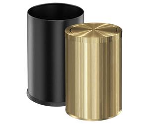 LEASYLIFE 9 Liter/2.4 Gallon, Small Gold Trash can with Swing lid, Bathroom Trash can, Bedroom Garbage bin,Trash bin for Office, Living Room, Metal,Brass Stainless Steel