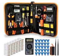 LEATBUY RJ45 Crimp Tool Set Cat5 Cat5e Crimper Cat6 Crimping Tool Kit for RJ11/RJ12 for Crimper CAT5 50PCS Connectors, 50PCS Covers Network Wire Stripper Kit (YELLOW)