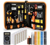 LEATBUY RJ45 Crimping Tool Kit for CAT5/CAT6 ethernet Pass Though Professional Network Crimper Wire Connector Stripper Cutter, Computer Maintenance Lan Repair Cable Tool Set (YELLOW)