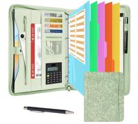 Leathario Portfolio Folder A4, Vegan Leather Conference Folder, 4-Ring Travel Document Holder with 5 5-Part File Dividers, Multi-Pocket Document Folder Organiser, Office Supplies