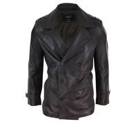 Leather 3/4 Double Breasted Coat TruClothing Black XL