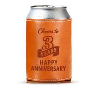 Leather 3rd Anniversary Wedding Gifts for Him Men, 3 Year Leather Presents, Leathe r Can Cooler for Mens 12Oz, 3 Year Anniversary items, 3rd Anniversary Engagement Gift for Husband Dad Grandpa