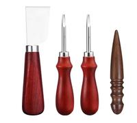 Leather 4in1 Knife Set, Edge Beveler & Skiving Tool with Wood Handle for DIY Leather Craft