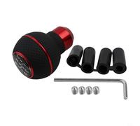 Leather 5 Speed Shift Knob Gear Lever for Manual Cars Trucks SUVs with Fitment Providing Comfortable Grip and Smooth Shifting Experience (Red)