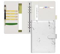 Leather A5 Ring Binder, Skycase 6 Ring Binder Planner Notebook Cover for A5 Filler Paper for School Office Meetings (Inner Paper Not Included) White