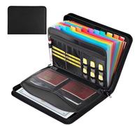 Leather Accordion File Organizer with Zipper, 13 Pockets A4 Fireproof Expanding File Folder, Accordion Travel Certificate Storage Organizer, Business Safe Storage Folder for Documents