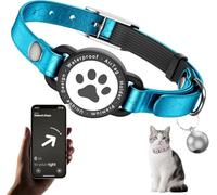 Leather Airtag Cat Collar - Waterproof Cat Collar AirTag Holder with Metal Buckle | Comfortable, Glossy Cats Tracker Collars with Bell for Girl Boy Cats, Kittens, and Puppies