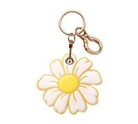 Leather AirTag Keychain Holder Compatible with Apple AirTag | Cute Protective Case Air tag Holder Cover Accessories with Key Backpack，Keychain Ring,Handbag,GPS Tracker Case(Daisy)