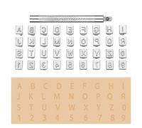Leather Alphabet Letter Stamp Leather Alphanumeric Stamp, DIY Handmade Carving Personalized Movable Type Seal, Stainless Steel Material, 36 Piece Set(Large Size)