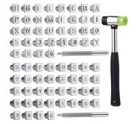 Leather Alphabet Letter Stamp Leather Stamping Carving Tools Letters and Numbers Patterns Mallet Hammer Geometric Leathercraft Supplies(2 Sets)