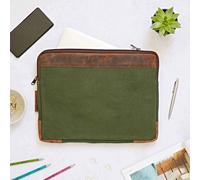 Leather And Canvas 14 inch Laptop Case Paper High Green One Size