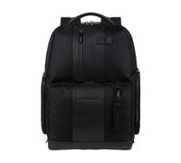 Leather and Fabric Men's Backpack with Zip Closure - unisex - Piquadro - Backpacks - Black - ONE SIZE - Bags ONE SIZE