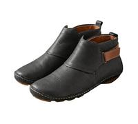 Leather Ankle Boots for Women Ladies Flat Comfortable Casual Sport Shoes Hook Loop Buckle Walking Footwear Soft Non Slip Sole Fashion Lightweight Running Work Shoe Female UK Grey, Size 4