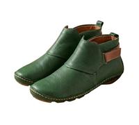 Leather Ankle Boots for Women Ladies Flat Comfortable Casual Sport Shoes Hook Loop Buckle Walking Footwear Soft Non Slip Sole Fashion Lightweight Running Work Shoe Female UK Green, Size 5