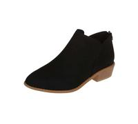 Leather Ankle Boots for Women Pointed Toe Zipper Low Block Heel Womens Boots Anti-Slip Solid Color Short Boots Lightweight Casual Comfort Walking Boots Stylish and Versatile Cowboy Boot