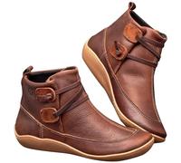Leather Ankle Boots for Women UK Wide Fit Shoes Lace Boot Flat Ankle Coffee