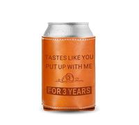 Leather Anniversary Can Cooler Gifts for Men Women 3 Year Anniversary Leather Gifts for Him Her 3rd Anniversary Gag Gifts for Husband Wife Couple Birthday Gifts for Boyfriend Girlfriend