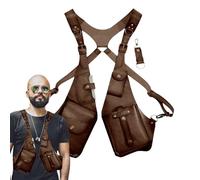 Leather Anti Theft Harness - Double Shoulder Pouch Medieval Cosplay,Adjustable Holster Bag for Outdoors, Underarm Strap Wallet Pocket, Phone Shoulder Bag
